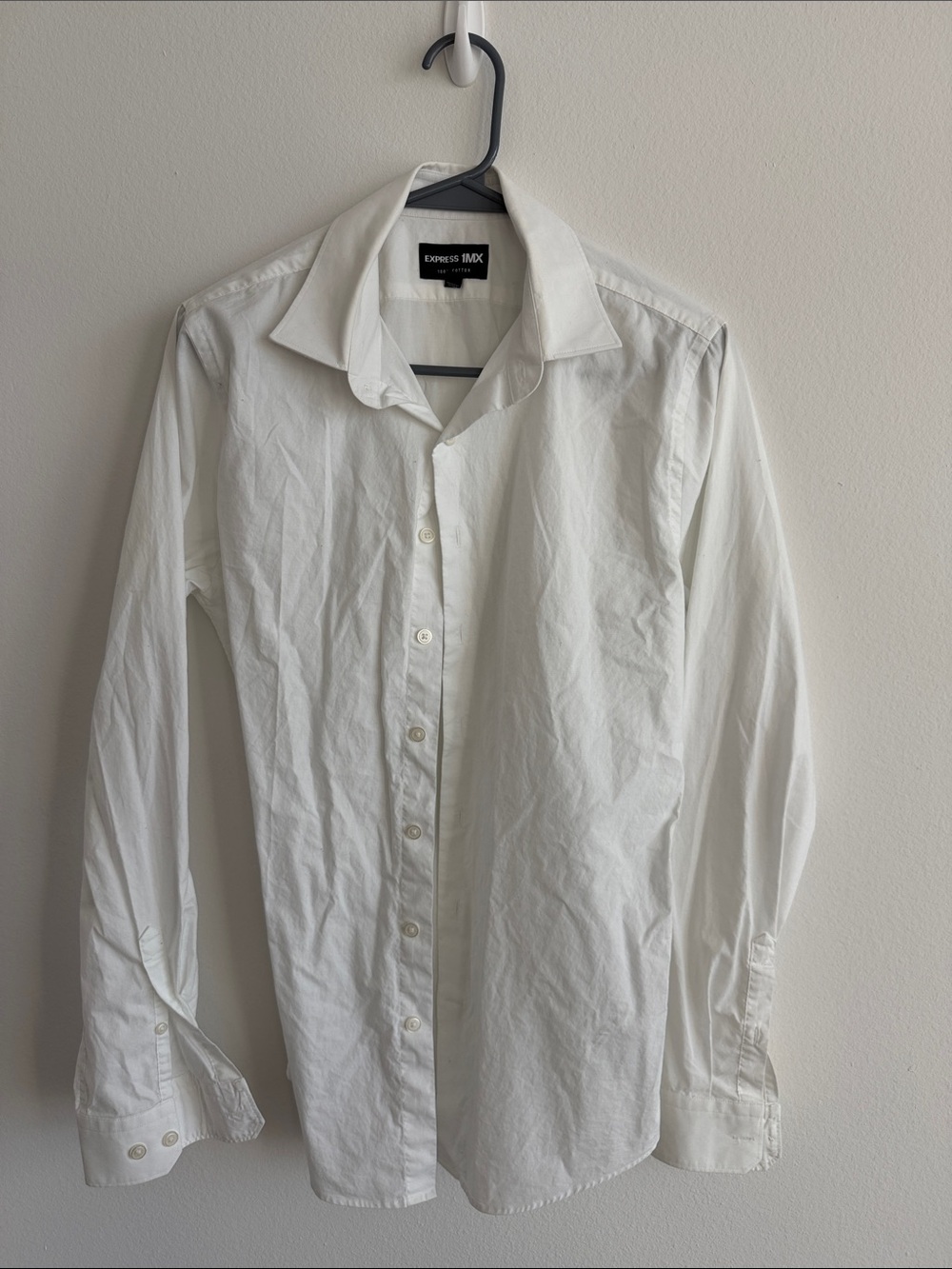 Express Men’s White Long-Sleeve Dress Shirt